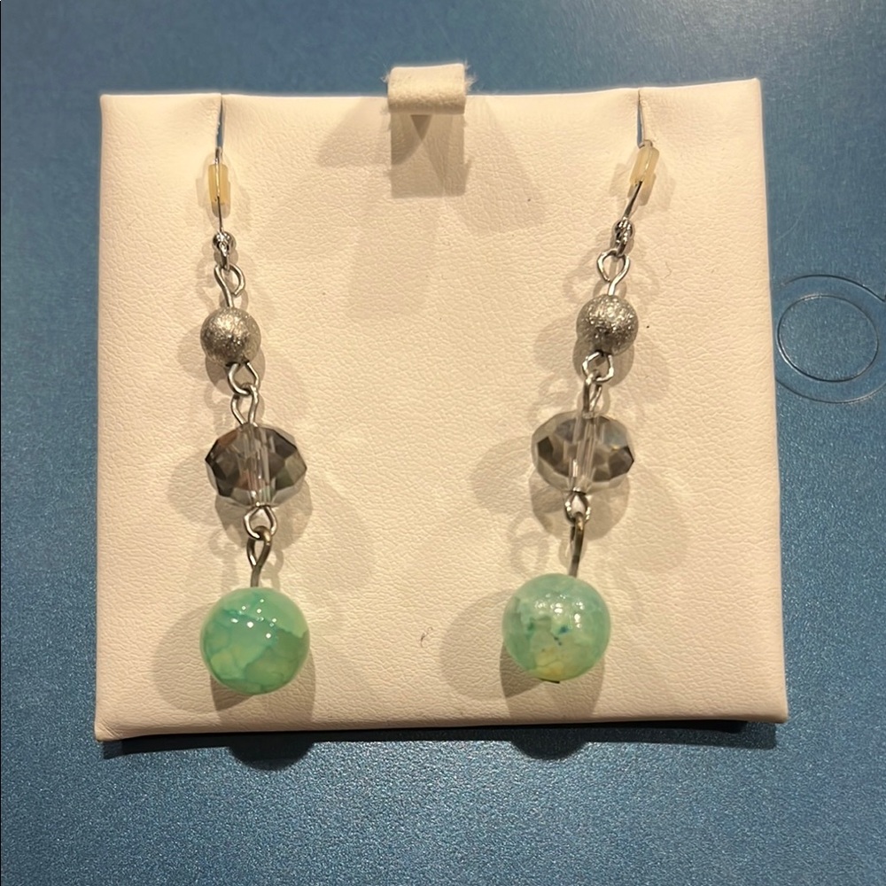Elegant Silver and Green Dangle Earrings
